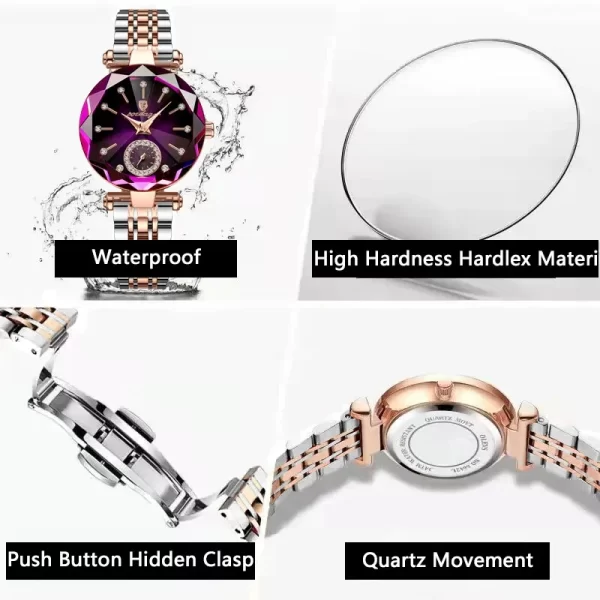 POEDAGAR Luxury Woman Wristwatch Elegant Waterproof Stainless Steel Watch for Ladies Dress Diamond Quartz Women's Watches Reloj - Image 3